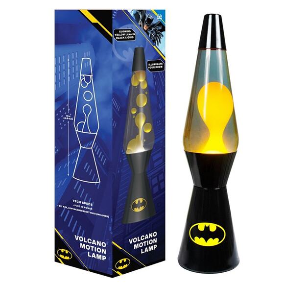 Batman 16" Lava Motion Volcano Lamp, Yellow Wax in Black Liquid - Picture 2 of 7
